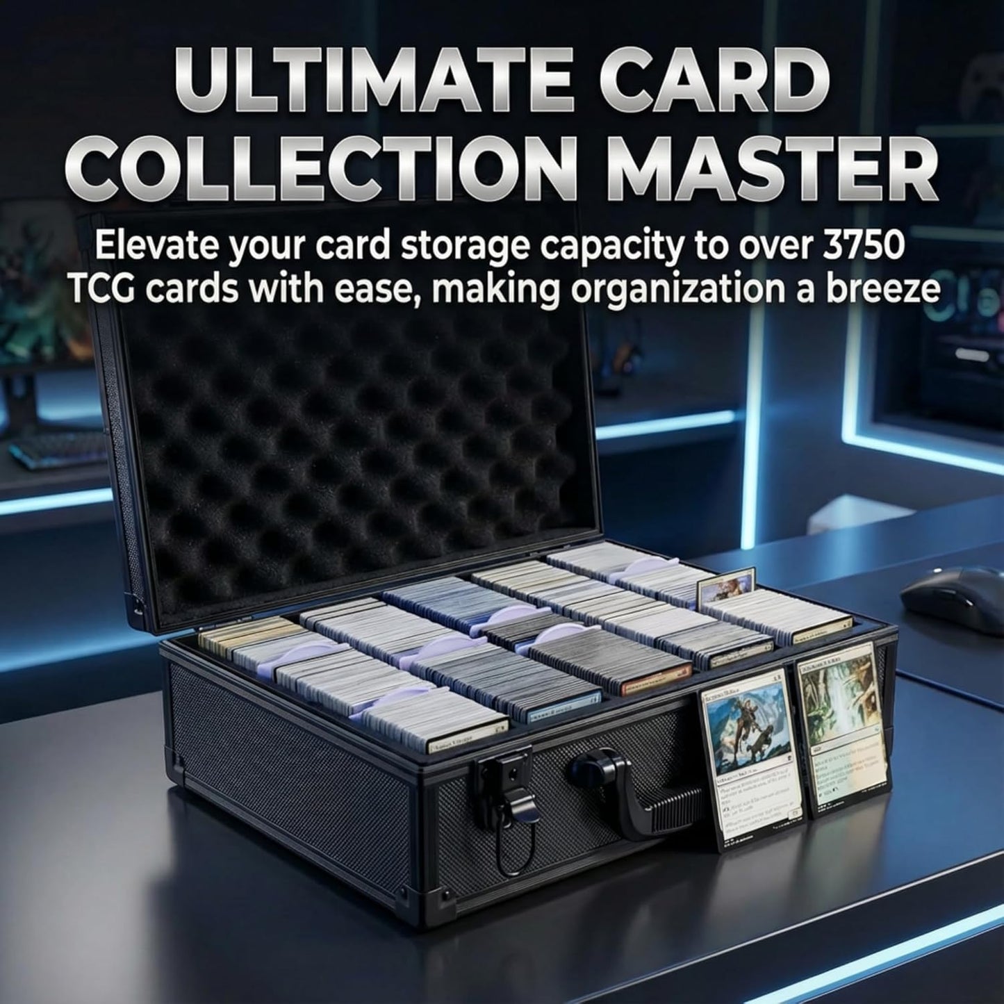 Premium Trading Card Storage Box Holds 3750 Cards with Adjustable Dividers and Durable Acid-Free Plastic, Ideal for MTG, TCG, Sports Cards