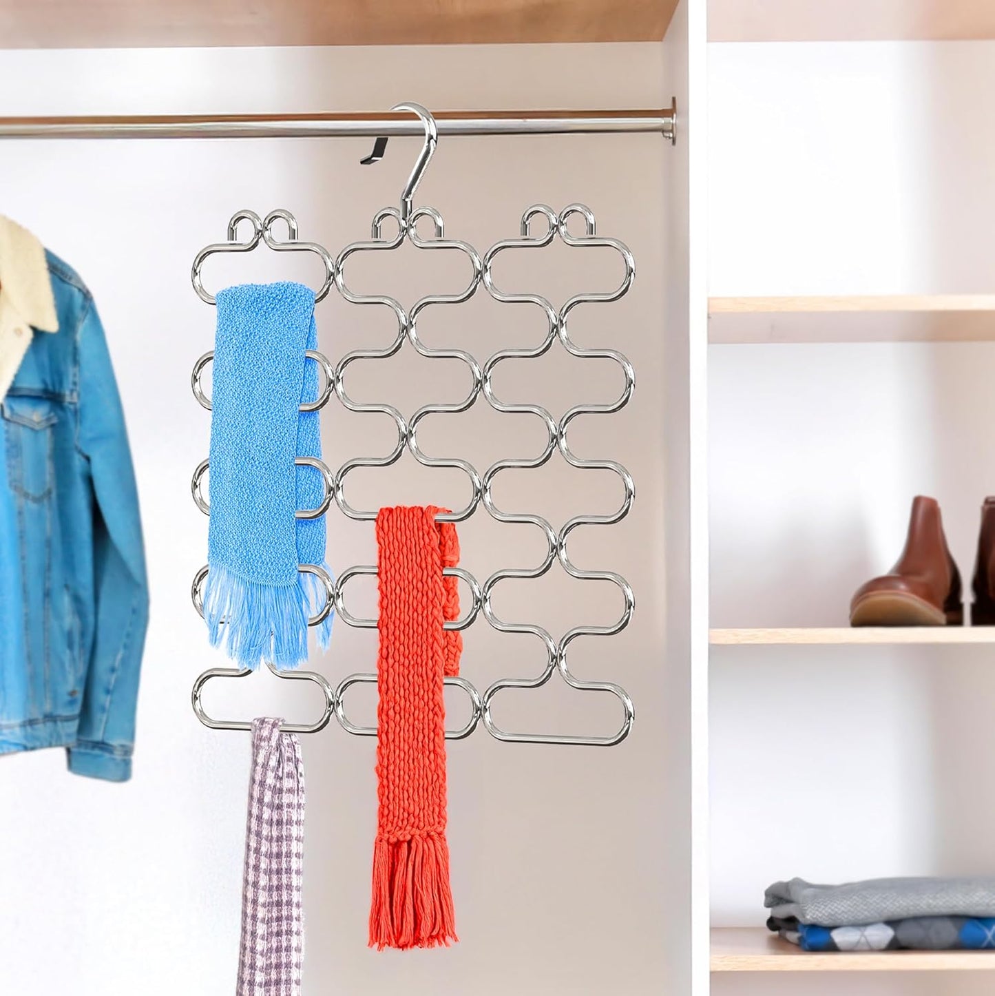 Deco Brothers Scarf Hanger for Closet, 23 Loop, Chrome