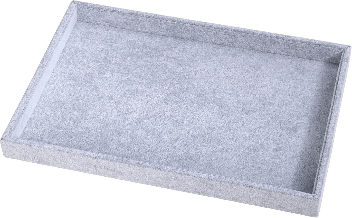 Mornajina 13.8" x 9.5" Velvet Jewelry Tray Jewelry Display Tray, Stackable Empty Plate Trays for Earrings Necklaces Bracelet Rings Display Showcase - Grey