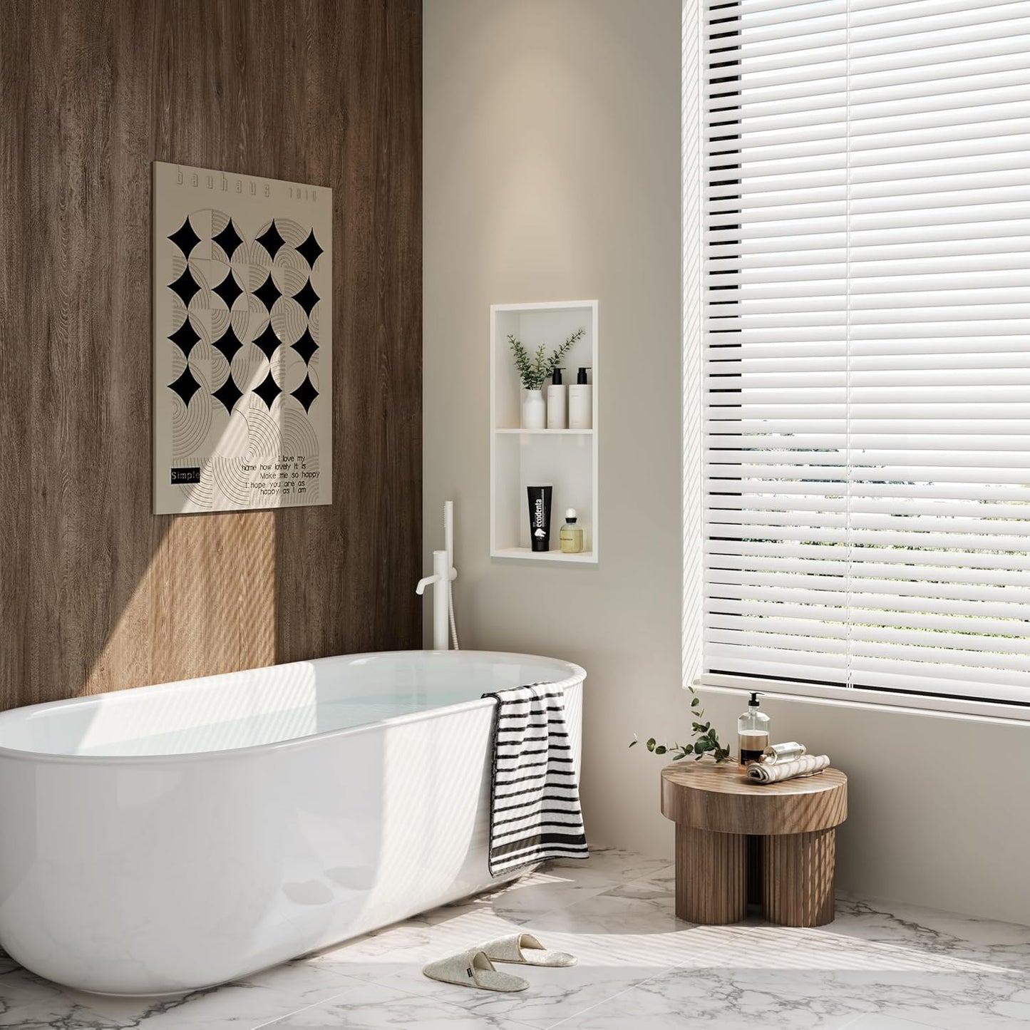 Stainless Steel Shower Niche 24" X 12", No Tile Needed Wall Niche Double Shelves, Recessed Shower Shlef for Bathroom Storage, Matte White