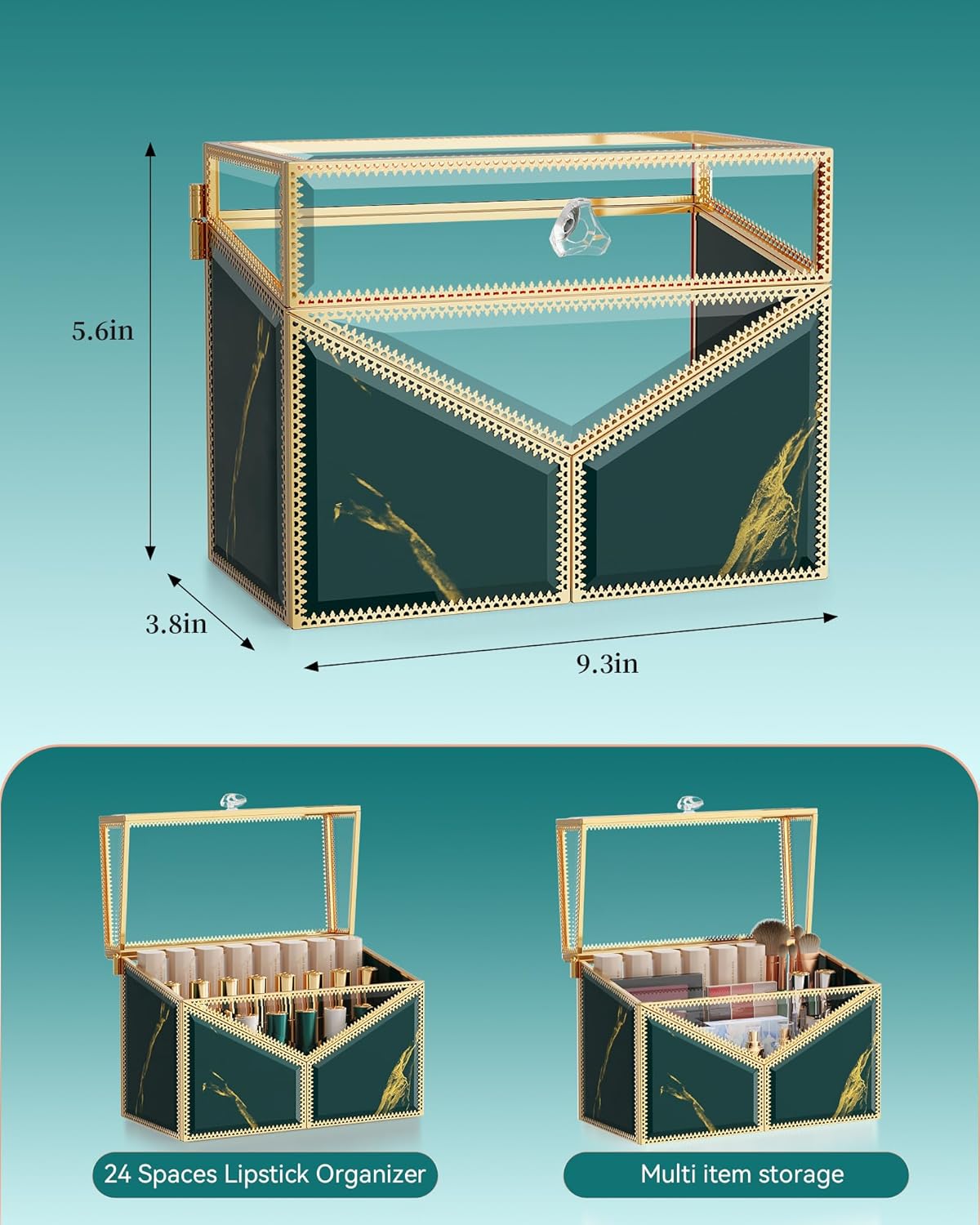 Lipstick Organizer Lipstick Holder - 24 Spaces, Tempered Glass Lip Gloss and Perfume Organizer,Vanity Lipstick Holder and Organizer.