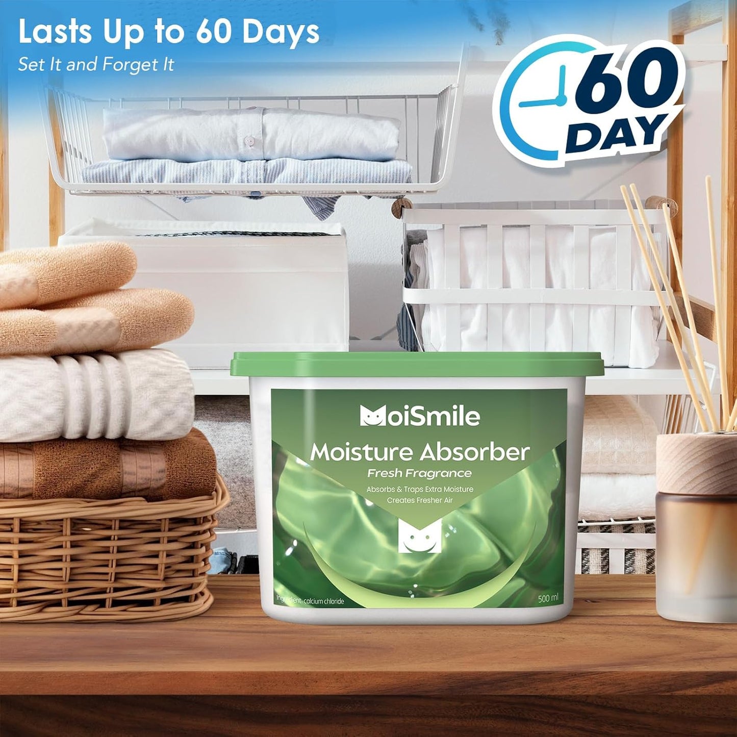 Moisture Absorbers 12 Pack, Fresh Fragrance Closet Dehumidifier for Bathroom, Car ＆ Basement, 10.5 oz Refillable Humidity Absorber Boxes