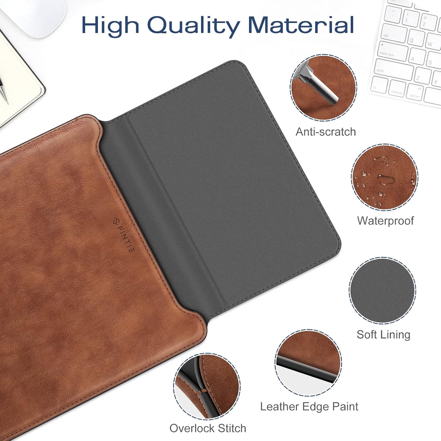 Fintie Sleeve Case for MacBook Air 13.6 A3240 A3113 A2681, Pro 14 A3434 A3401 A3185 A3112 A2992 A2918 A2779 A2442, MacBook Pro/Air 13 - PU Leather Slim Bag Cover with Stand Feature, Brown