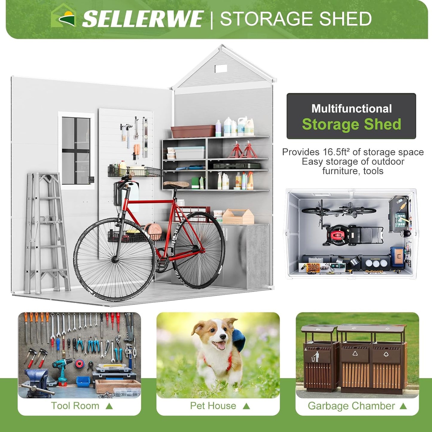 6x4 FT Outdoor Storage Shed, Waterproof Resin Shed with Floor & Lockable Door & Window & Vents, Plastic Tool Shed for Backyard, Patio, Poolside, All Weather Use,Dove Grey