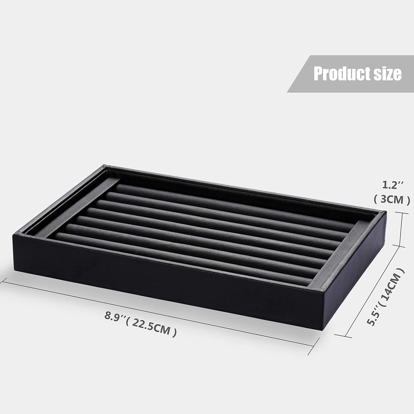 Velvet 7 Slots Ring Earrings Trays Showcase Display Jewelry Organizer (PU Leather)