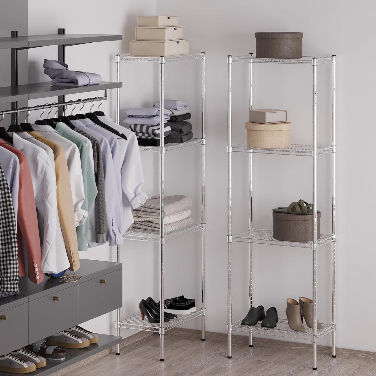 14" Deep x 24" Wide x 74" Height Wire Shelving Kit | 4-Tier | NSF Commercial Storage Rack Unit