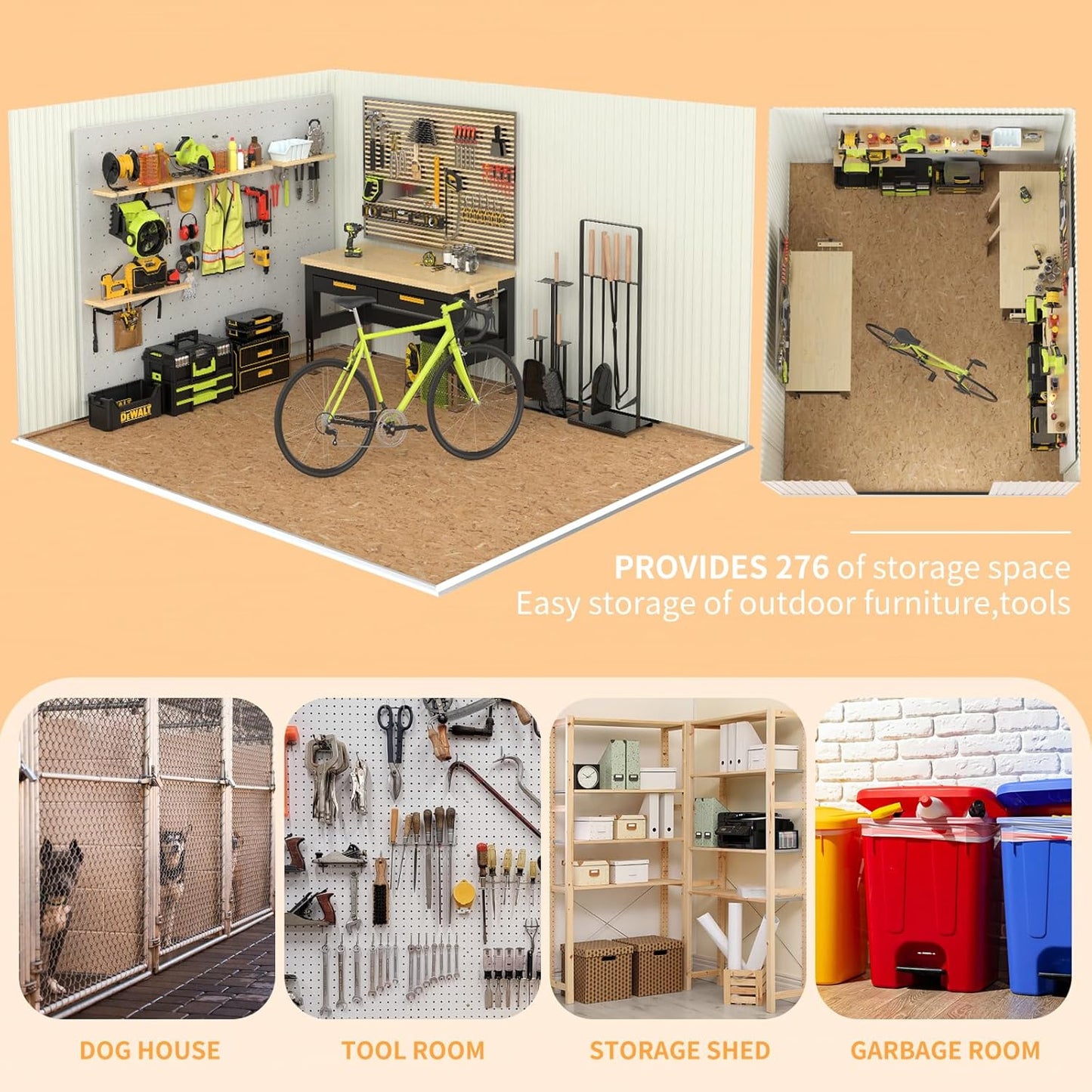 8x6 FT Outdoor Storage Shed,Metal Tool Sheds,Waterproof Outside Storage Shed,Large Storage Building with Lockable Door