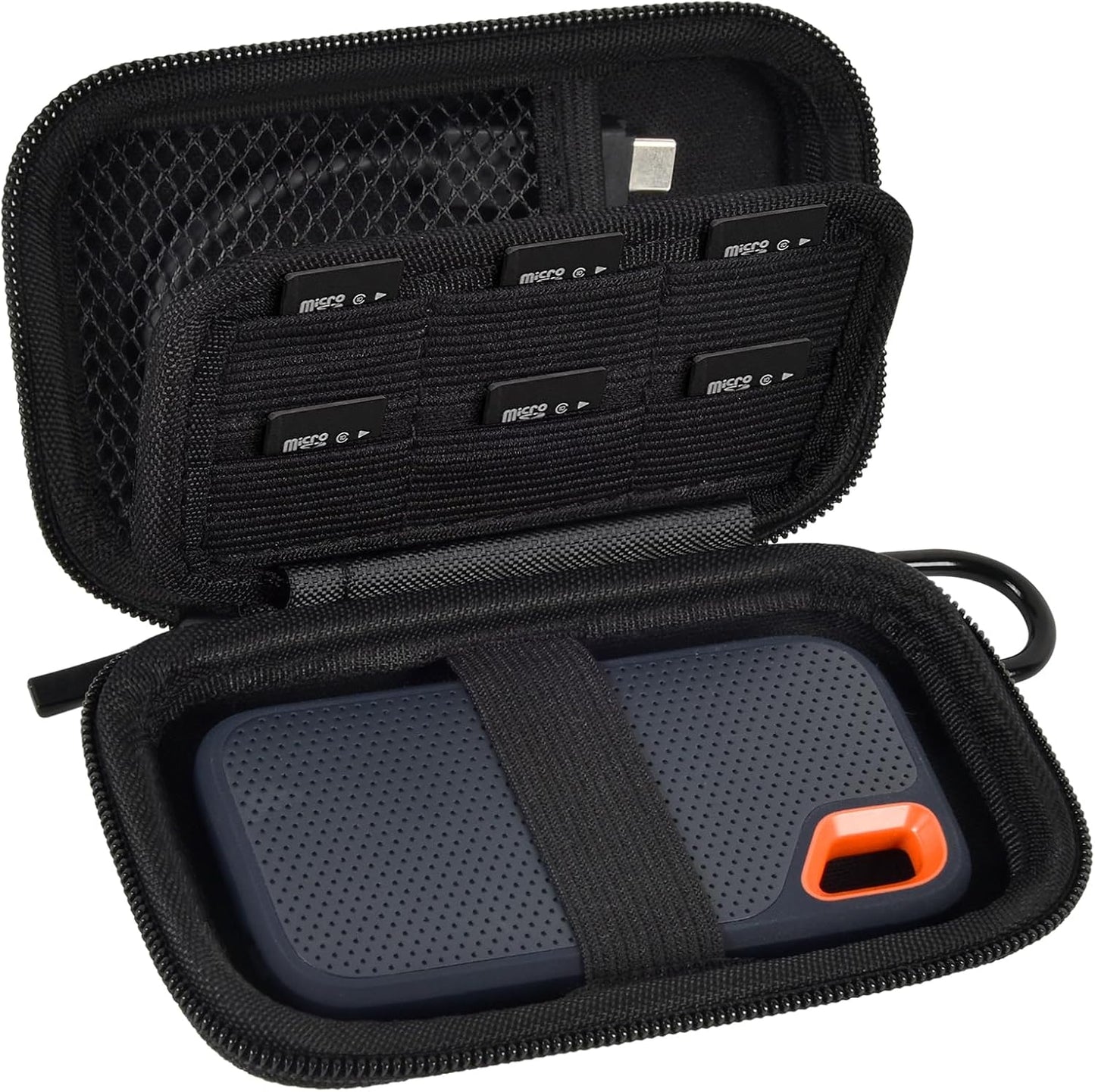 Case Compatible with SanDisk 1TB 2TB 4TB 500GB 8TB for SanDisk Extreme PRO Portable SSD External Hard Drive, Memory Card SD SDXC SDHC Card Storage Holder Organizer (Box Only) Black