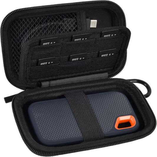 Case Compatible with SanDisk 1TB 2TB 4TB 500GB 8TB for SanDisk Extreme PRO Portable SSD External Hard Drive, Memory Card SD SDXC SDHC Card Storage Holder Organizer (Box Only) Black