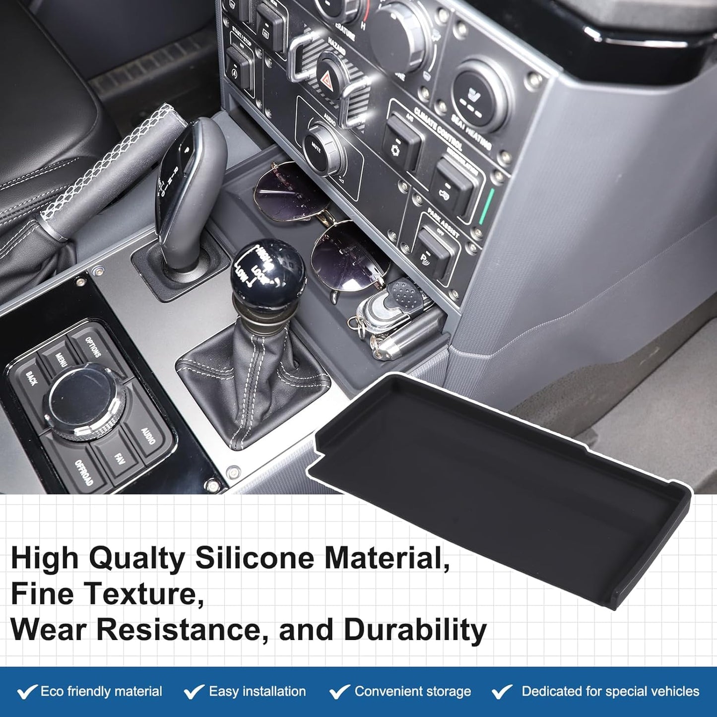 Gear Shift Center Console Front Tray Organizer Compatible with INEOS Grenadier 2020-2024, Center Console Organizer Insert Tray Accessories (Black)