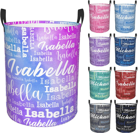 Custom Name Laundry Hamper, Personalized Laundry Baskets with Name for Boys Girls Women Men, Customized Collapsible Dirty Clothes Hamper Easy Storage Gifts for Bedroom Bathroom Living Room