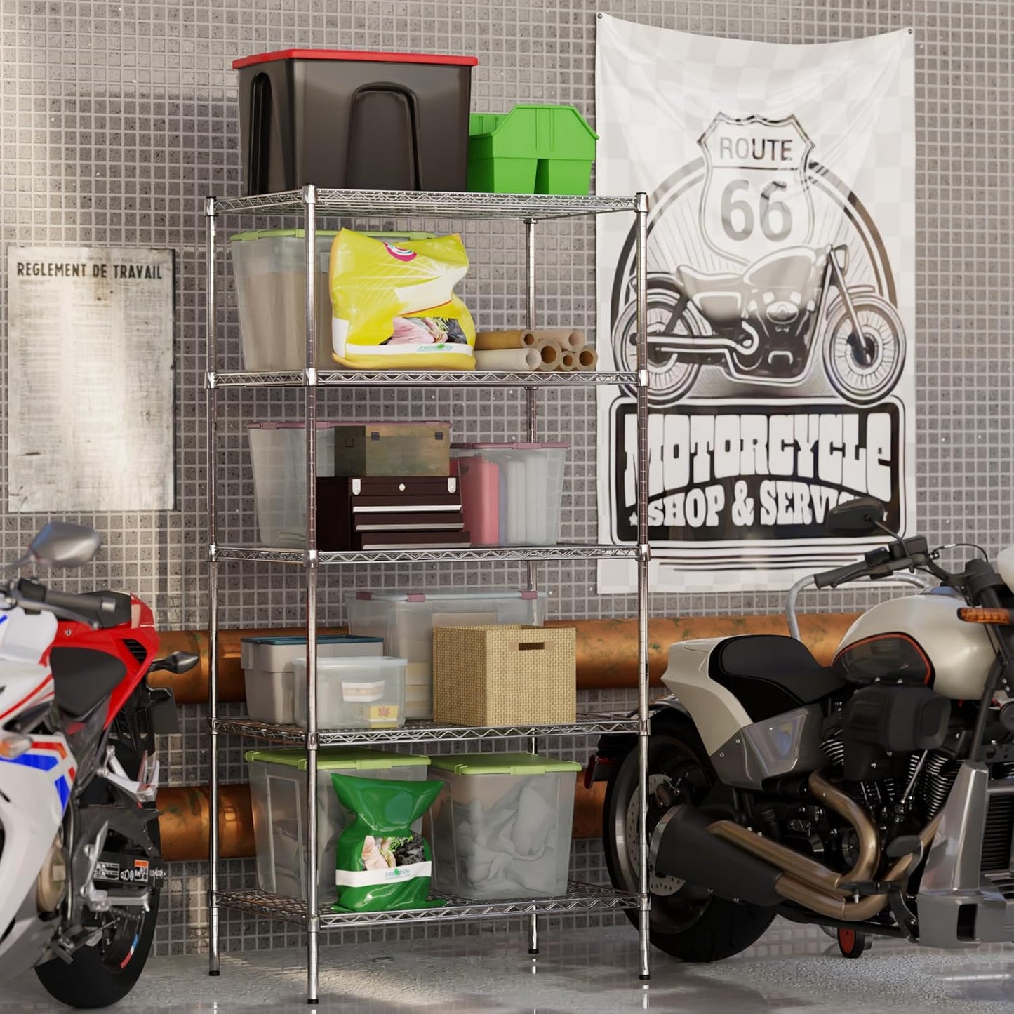 24" Deep x 36" Wide x 74" Height Wire Shelving Kit | 5-Tier | NSF Commercial Storage Rack Unit