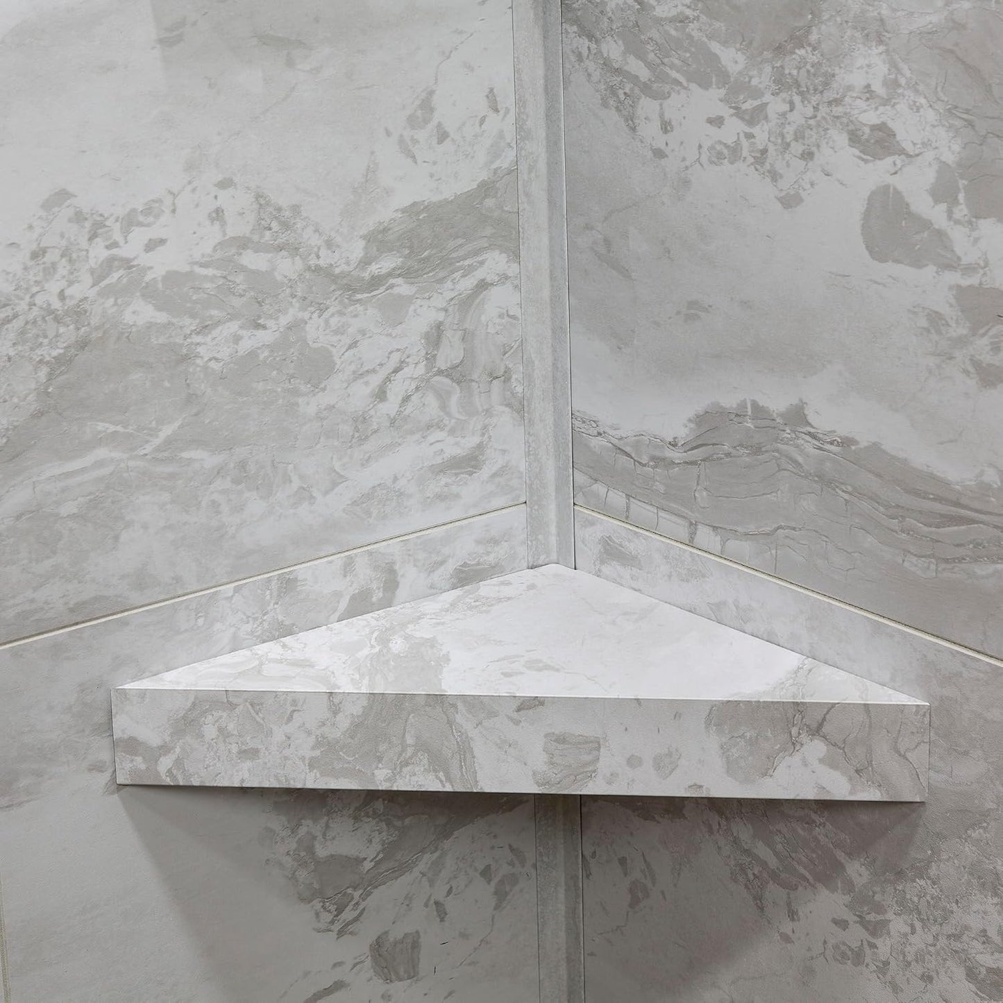 Palisade Vinyl Waterproof Corner Shower Shelf in Iced Pewter/Urban Fjord