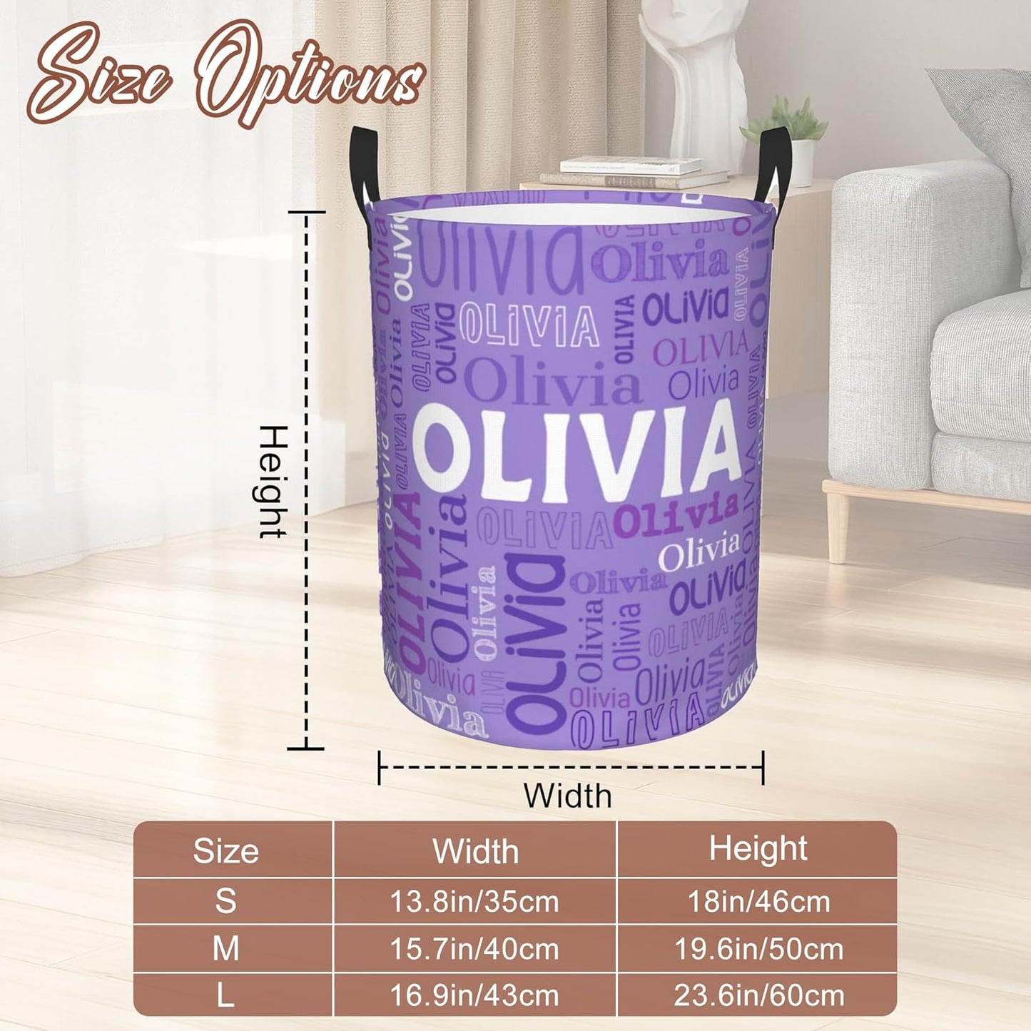 Custom Name Laundry Hamper, Personalized Laundry Basket with Name for Boys Girls Kids Men Women, Customized Name Dirty Clothes Basket Gifts for Clothes Toy Bathroom Bedroom Laundry Room Dorm