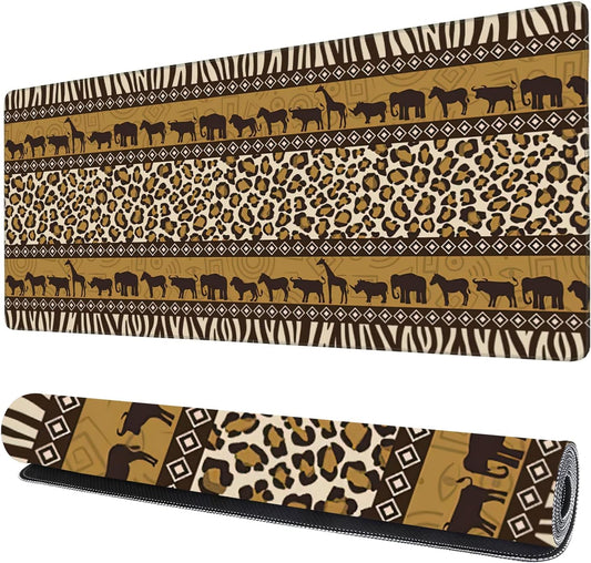 African Style Gaming Mouse Pad XXL Large Desk Mouse Pad Keyboard Mat with Stitched Edges Waterproof Non-Slip Desk Mat for Laptop,Keyboard,Computer 35.4 * 15.7 Inch