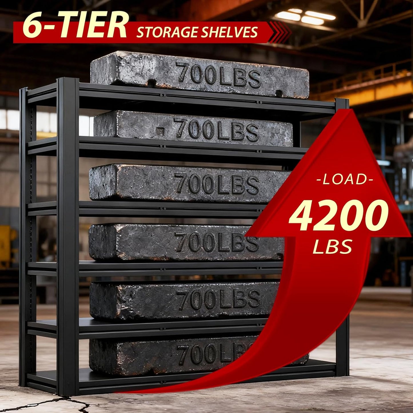 Heavy Duty Storage Shelves Unit, Adjustable Metal Garage Shelving,4200LBS Garage Storage Industrial Shelves,Storage Racks,Steel Shelf Suitable for Shop,Warehouse,Basement