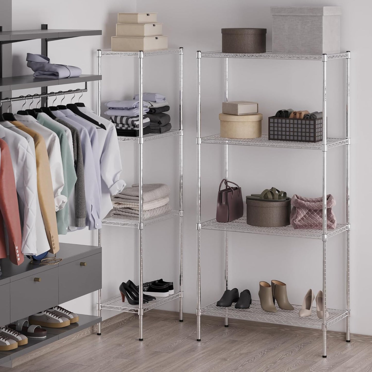 18" Deep x 36" Wide x 74" Height Wire Shelving Kit | 4-Tier | NSF Commercial Storage Rack Unit