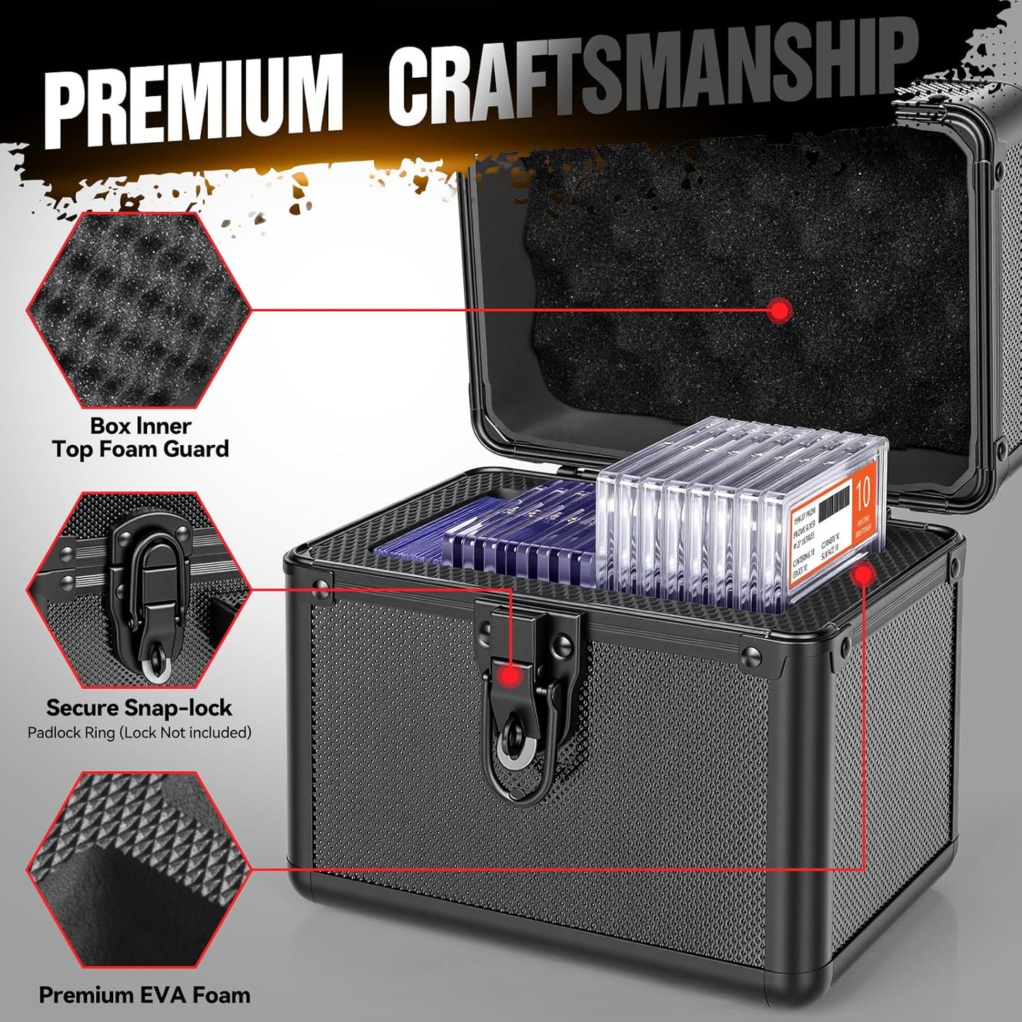 Graded Card Storage Box, Top Loader Boxes, Sports Trading Card Storage Case, Slab PSA/GMA/CSG/SGC/HGA Magnetic Holder, Baseball Football Card Case, Holds 70+ Cards