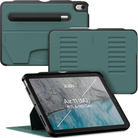 ZUGU CASE for iPad Air 11 (M3 2025 / M2 2024) iPad Air 4 & 5 10.9 Inch (2020/2022) - Protective, Ultra Thin, Magnetic Stand, Sleep/Wake Cover with Apple Pencil Charging & Storage - Pine