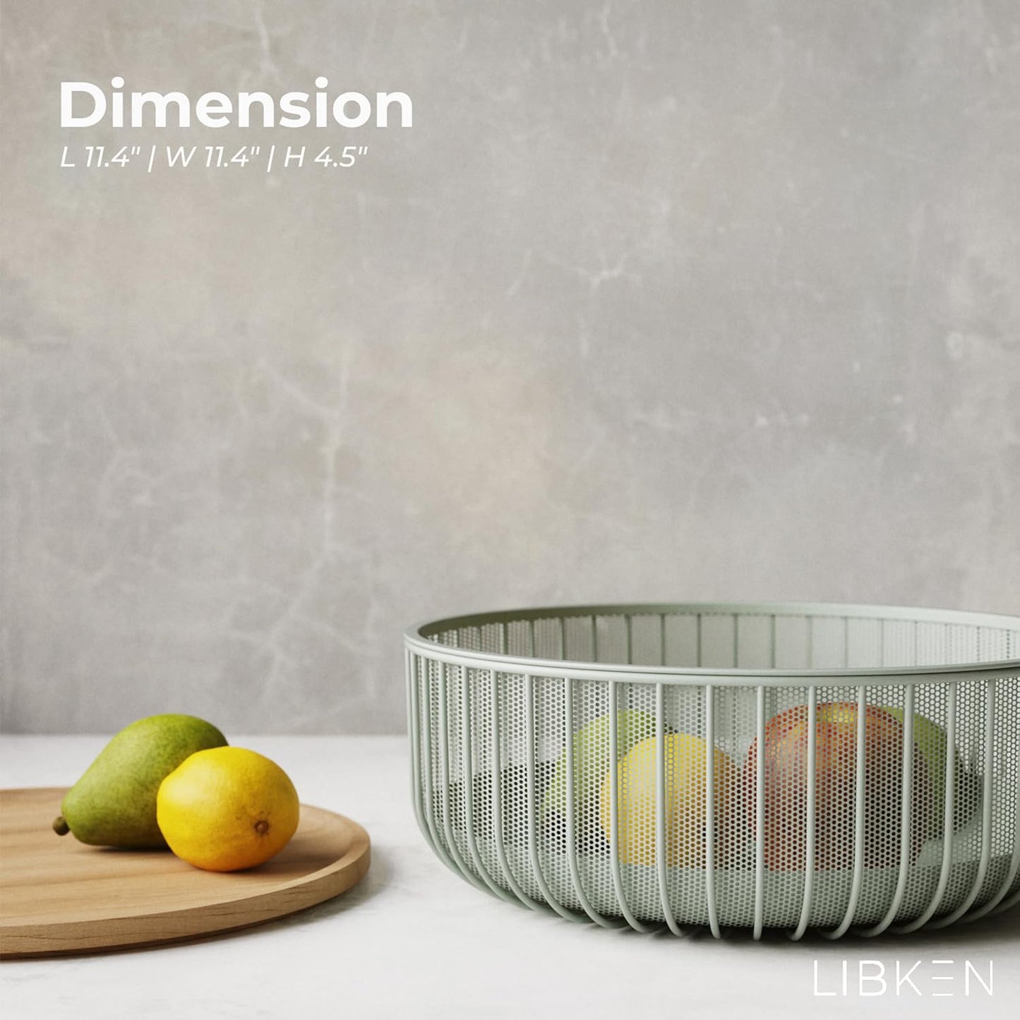 Metal Wire Mesh Fruit Baskets with Wooden Lid - Fly-Proof Indoor Solution for Fresh Fruits - Covered Fruit Bowl - Produce Cover Against Flies for Banana, Tomato and Vegetables - Green