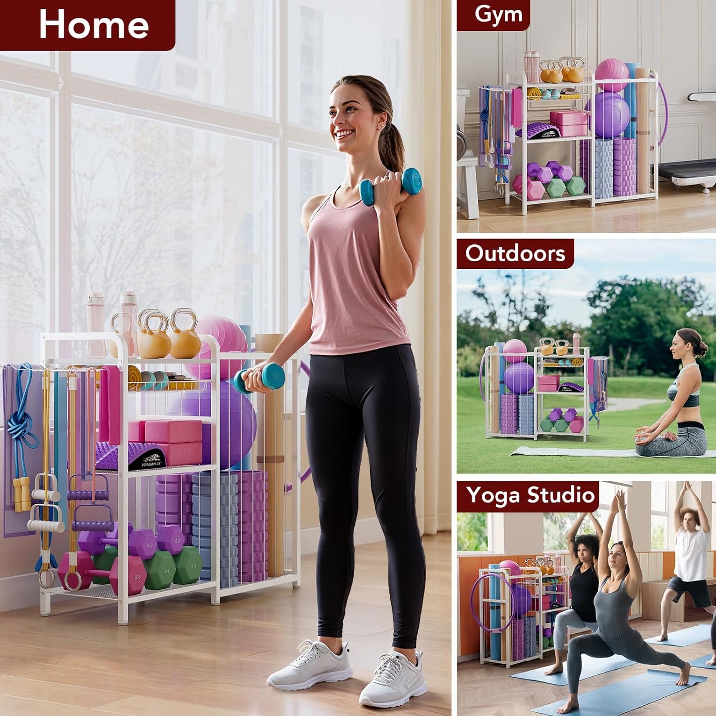 Garage Sports Equipment Organizer, Ball Storage for Gear and Toys, Large Capacity, Sports Organizer for Garage with Hooks and Baskets