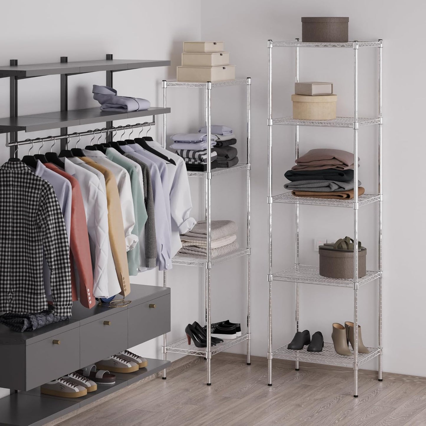 18" Deep x 24" Wide x 86" Height Wire Shelving Kit | 5-Tier | NSF Commercial Storage Rack Unit