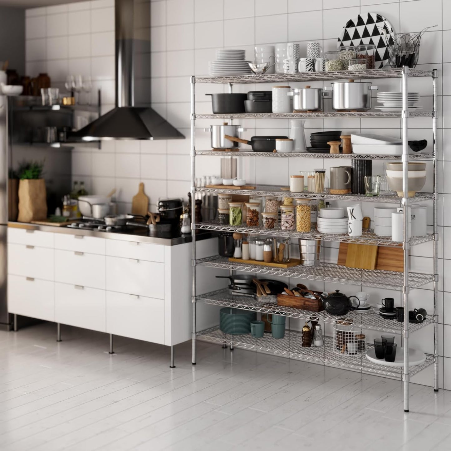 18" Deep x 60" Wide x 74" Height Wire Shelving Kit | 8-Tier | NSF Commercial Storage Rack Unit