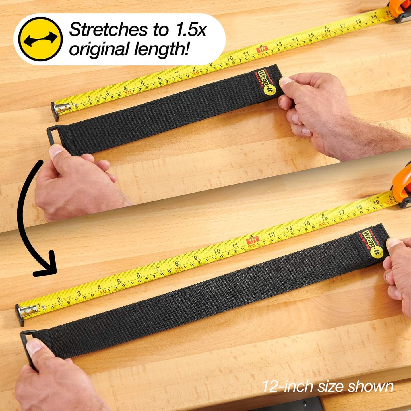 Super-Stretch Wrap-It Storage Straps (Assorted 12 Pack) - Elastic Cinch Straps - Extension Cord Organizer, Hose, Rope and Cable Strap, Cord Wrap, Cord Keeper, Garage and RV Organization