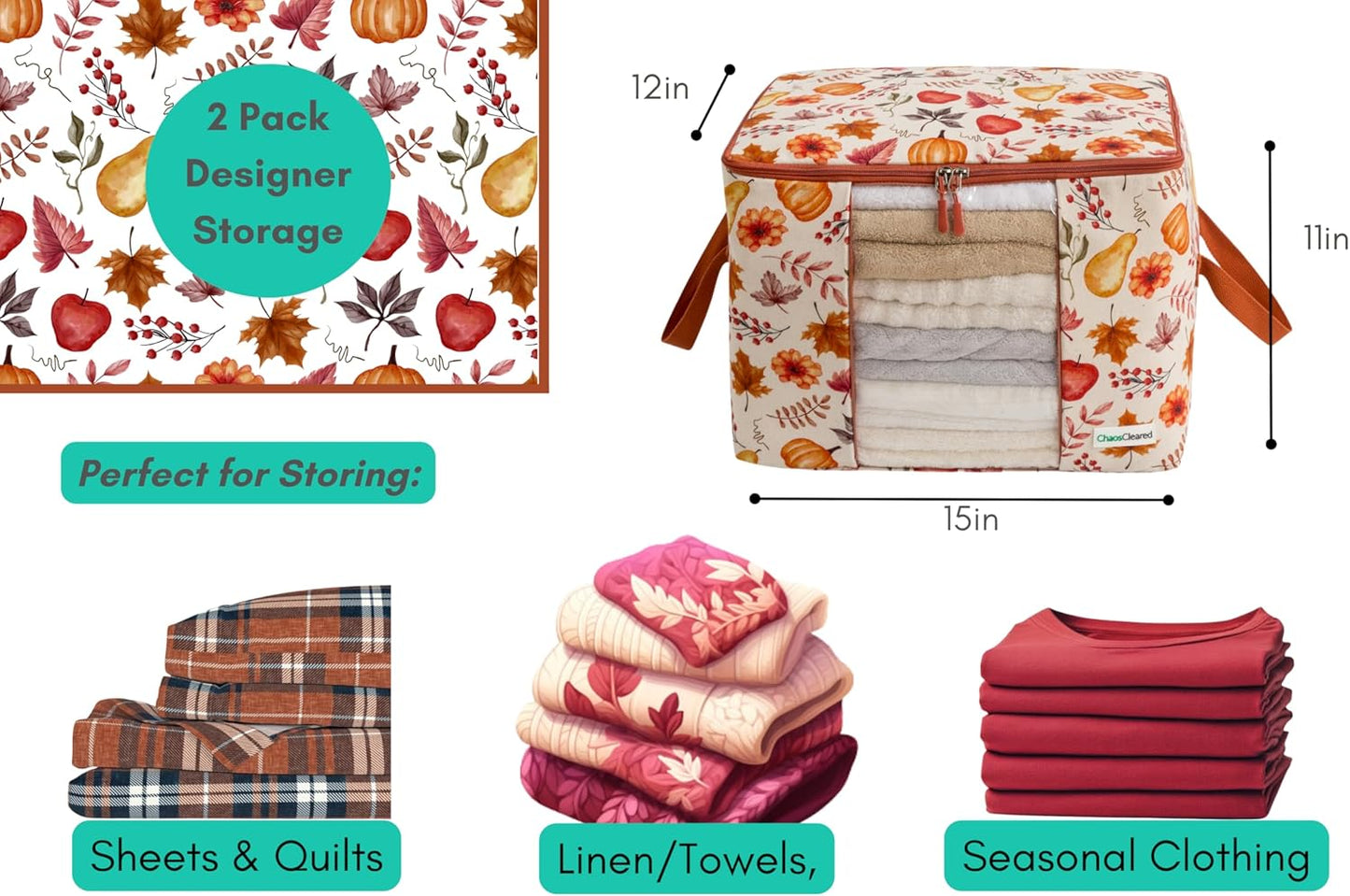 Canvas Storage Bags 2 Pack (Autumn Bag 2 Pack)
