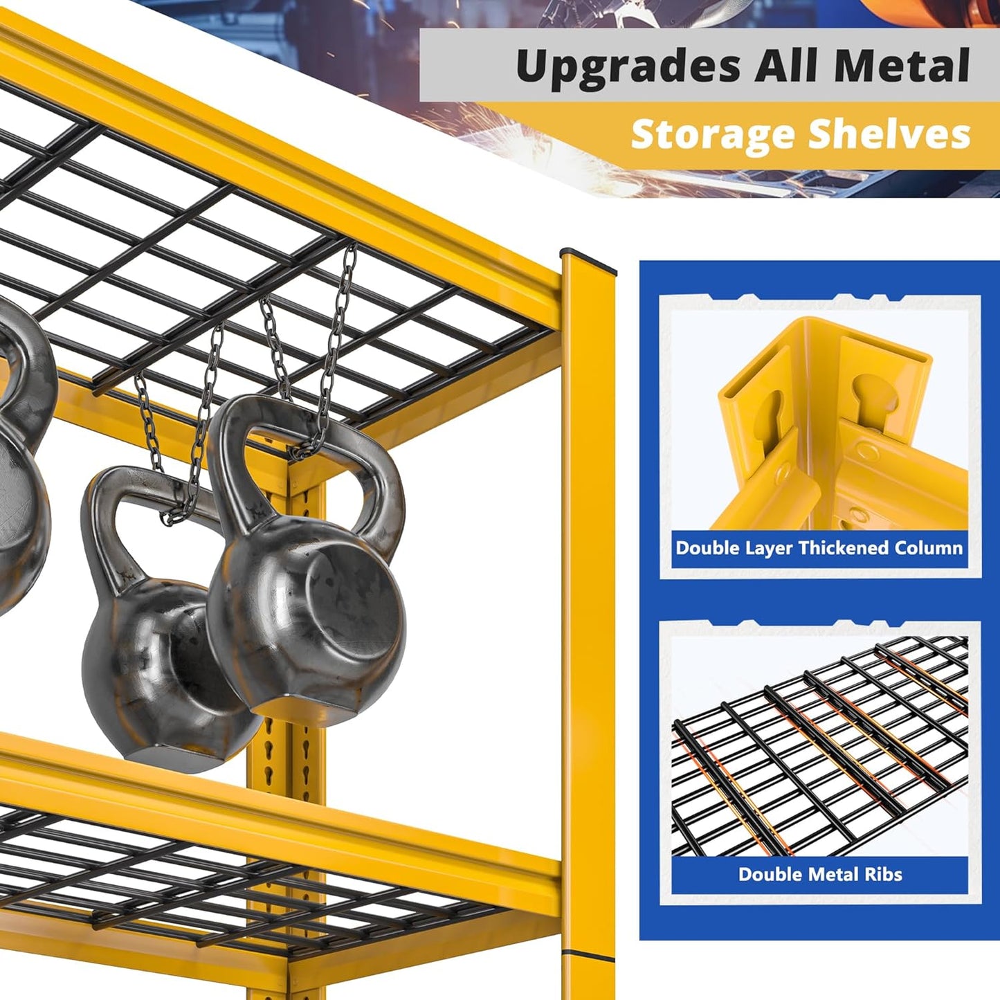 REIBII 72''H Garage Shelving 3010 LBS Storage Shelves Adjustable Metal Shelving 5 Tier Metal Shelves for Storage Industrial Shelf for Kitchen Pantry Warehouse Basement 72" H X 35.5" W X 16" D