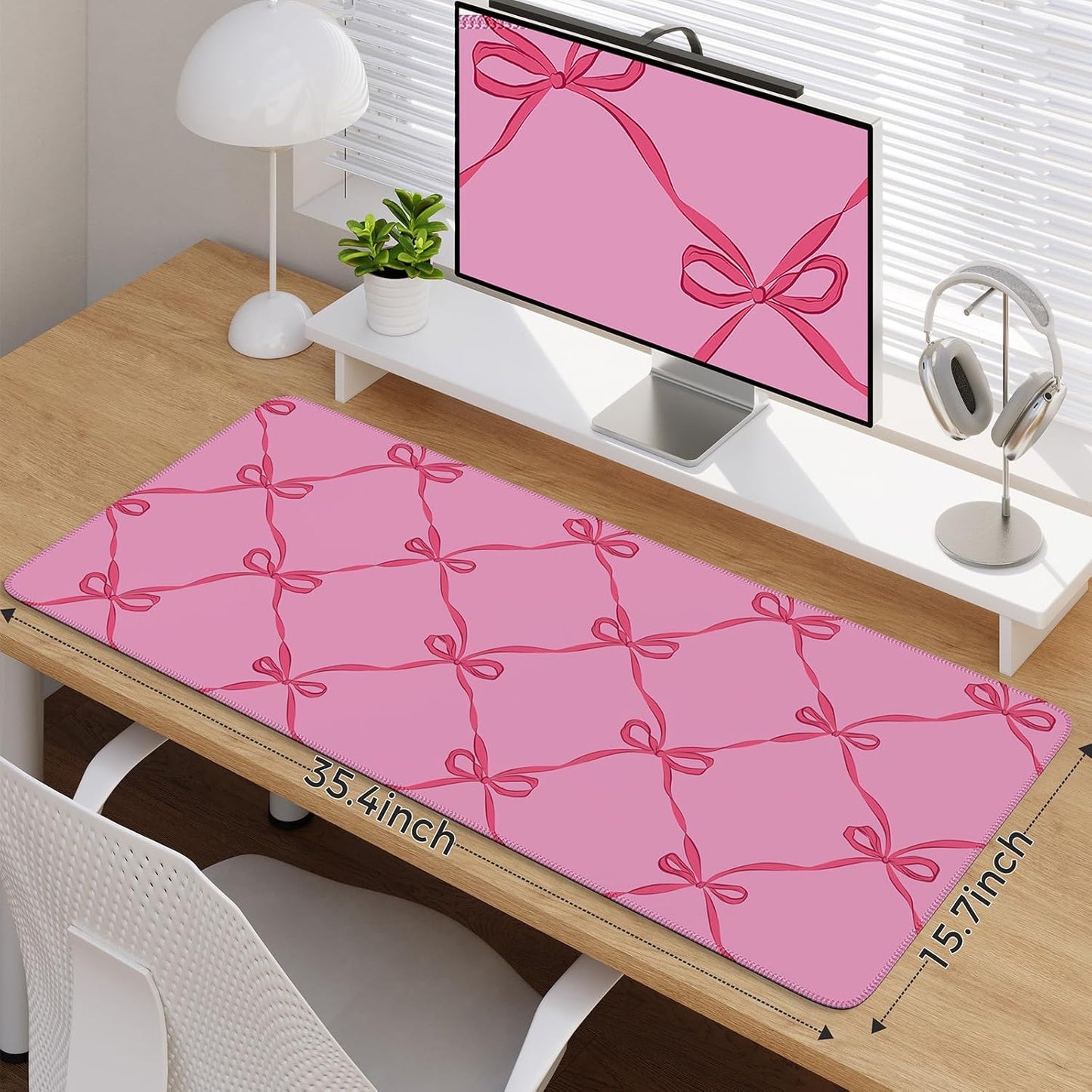 iCasso Desk Mat for Keyboard and Mouse, Large Mouse Pad for Desk, Desk Matt for Desktop, Desk Pad Mat, Anti-Slip Big Mousepad with Stitched Edges for Computer(Woven Bow)