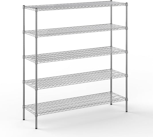 18" Deep x 60" Wide x 64" Height Wire Shelving Kit | 5-Tier | NSF Commercial Storage Rack Unit