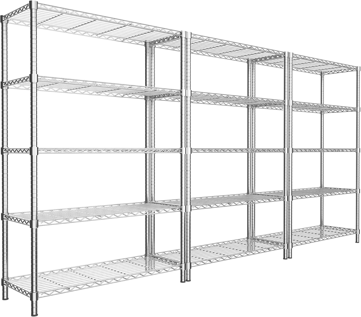 Storage Shelves Heavy Duty, 3 PCS 36" L x 14" W x 72" H Garage Wire Shelving Unit Loads 1750LBS, 5-Tier Adjustable Metal Industrial Utility Shelf Rack for Kitchen, Laundry Room, Warehouse, Basement