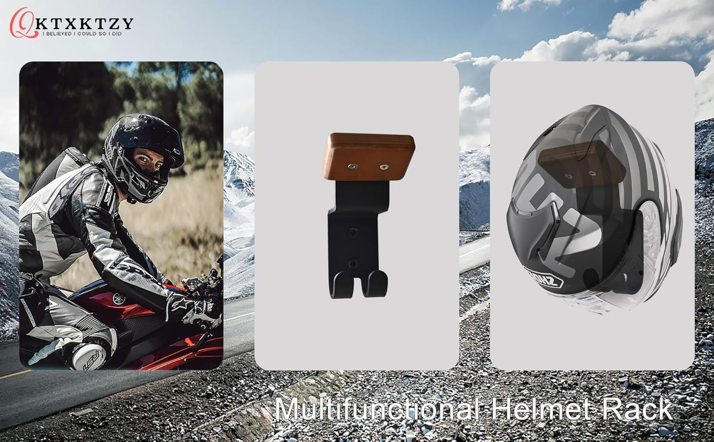 Motorcycle Helmet Rack, Heavy Duty Helmet Holder on Wall for Motorcycles Keys Gloves (4)