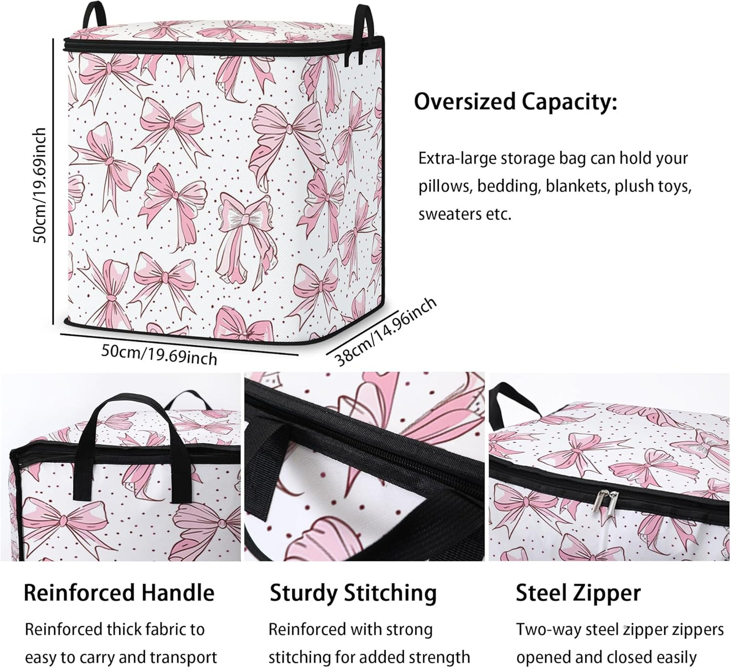 king comforter storage bag,clothes blanket bedding pillow quilt organizer for closet,fabric moving bags with portable handles and zipper 95L(2pack)