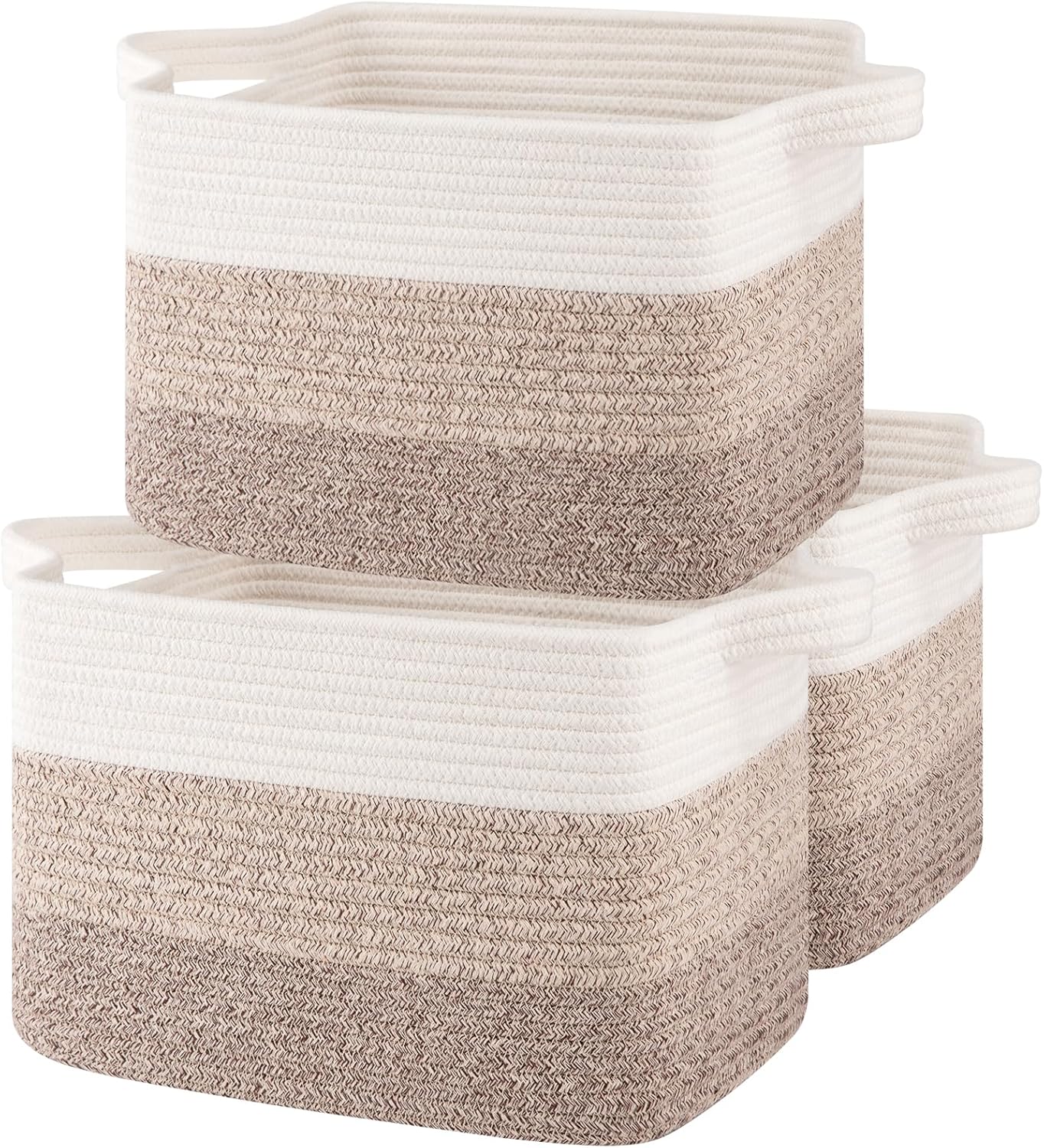 Storage Baskets for Organizing, Woven Baskets for Shelves, Rectangle Decorative Organizer for Storage Clothes, Toy, Books, Towels Nursery Bins 3 Pack (Gradient Yellow, 15.75"x11.8"x9.85")