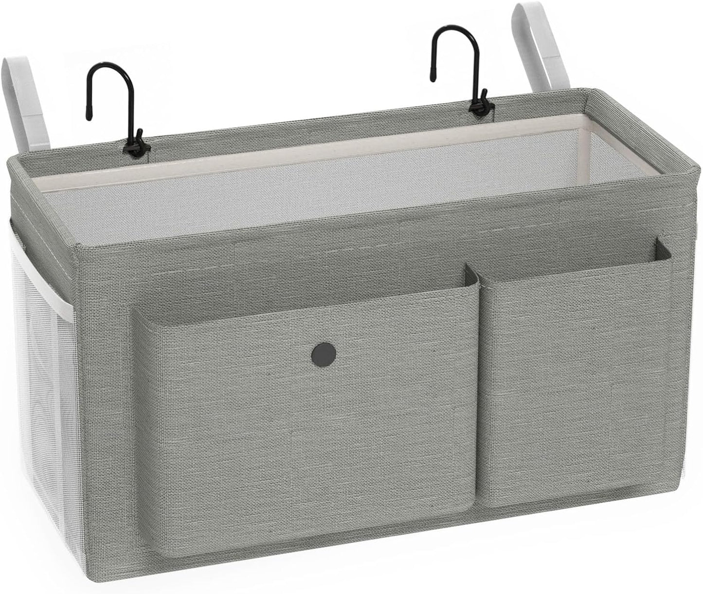 Bedside Caddy Bedside Organizer with Fixed Straps & Water Bottle Holder, Bunk Bed Caddy ideal for Home, Dorm, Hospital, Crib, Versatile Bedside Storage Solution (Grey)