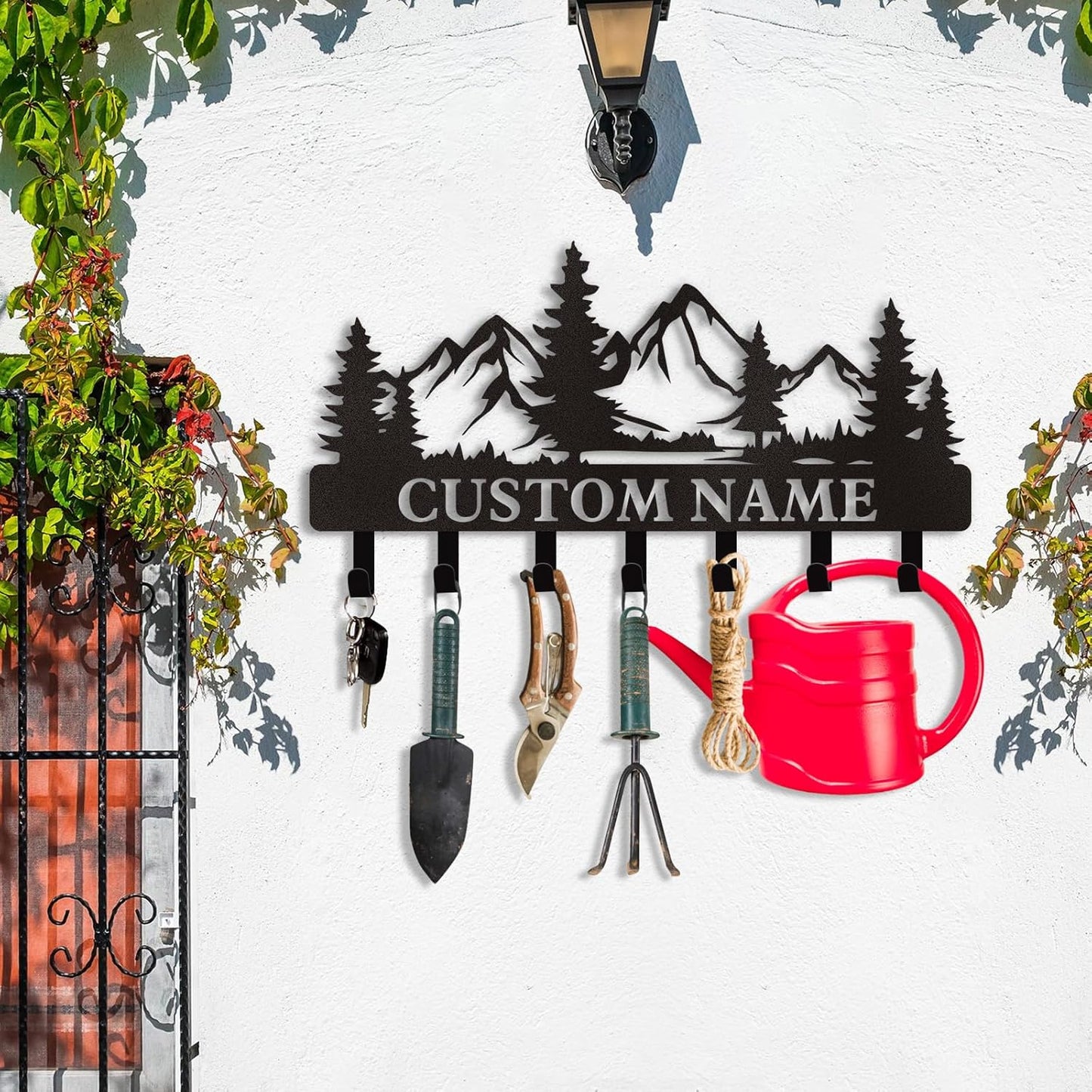 Personalized Custom Mountain Theme Key Holder with Name, Metal Wall Mount, Coat Rack, Key Hooks, Home Decor Gift