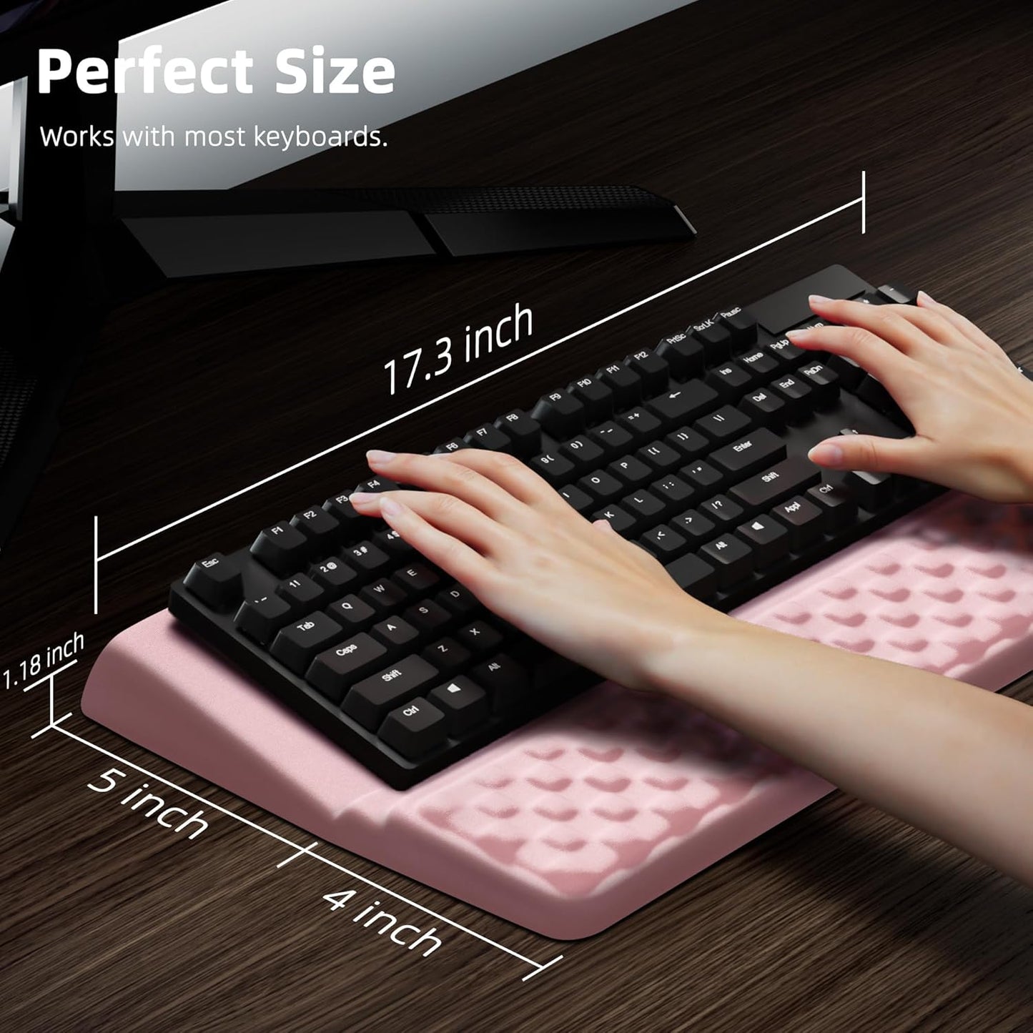 Ospelelf Keyboard Wrist Rest Pad, Comfy Ergonomic Keyboard Stand Riser Holder, Computer Wrist Support Cushion forTyping, Light Pink
