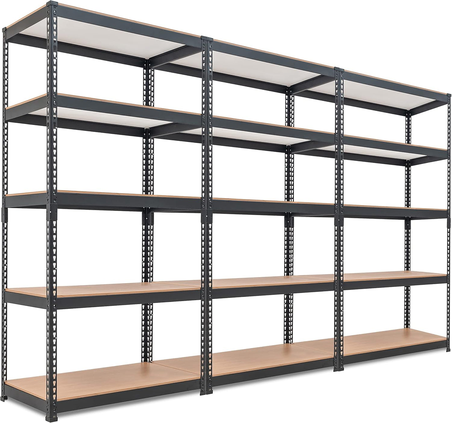 HOMEDANT 5-Tier Laminated Boltless Heavy Duty Metal Shelving Unit Adjustable Garage Storage Utility Rack Shelves Organization Multipurpose Shelf Warehouse Industrial (3, (M) 35.9" W, Black)