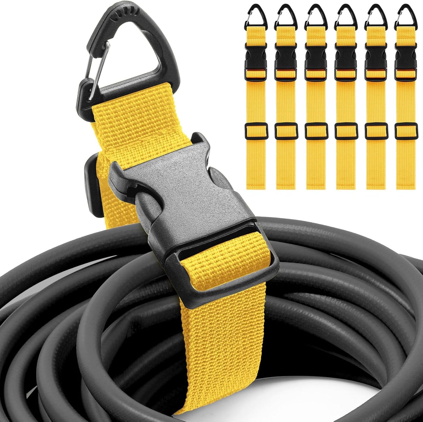 6 Pack 17 Inch Adjustable Extension Cord Holder Organizer with Triangle Clips for Garage Organization and Storage Heavy Duty Extension Cord Hanger for Men Workshop (Yellow)