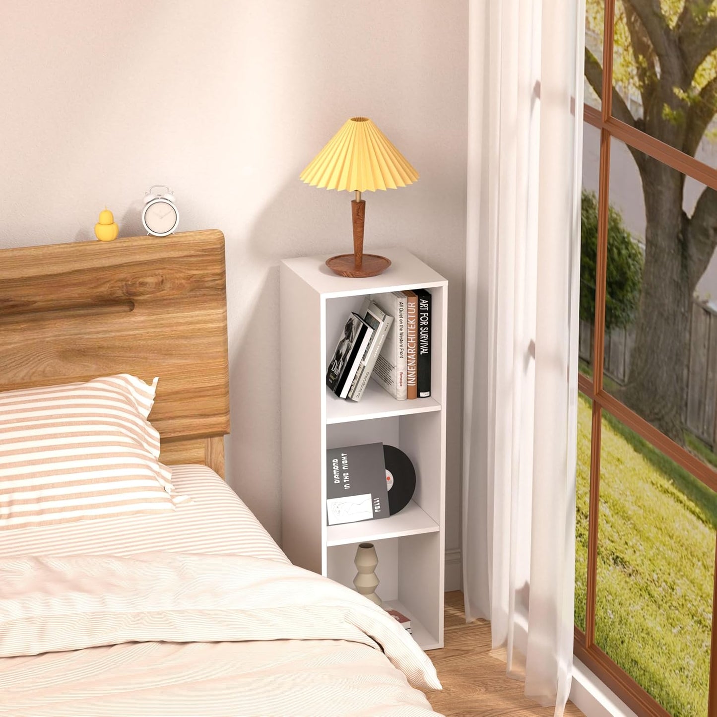 3 Cube Storage Organizer, 3 Tier Cube Low Bookcase Freestanding Storage Display Organizer for Home Office, Three-Cubes Open Shelf Short Bookshelf (White, 3 Cube)