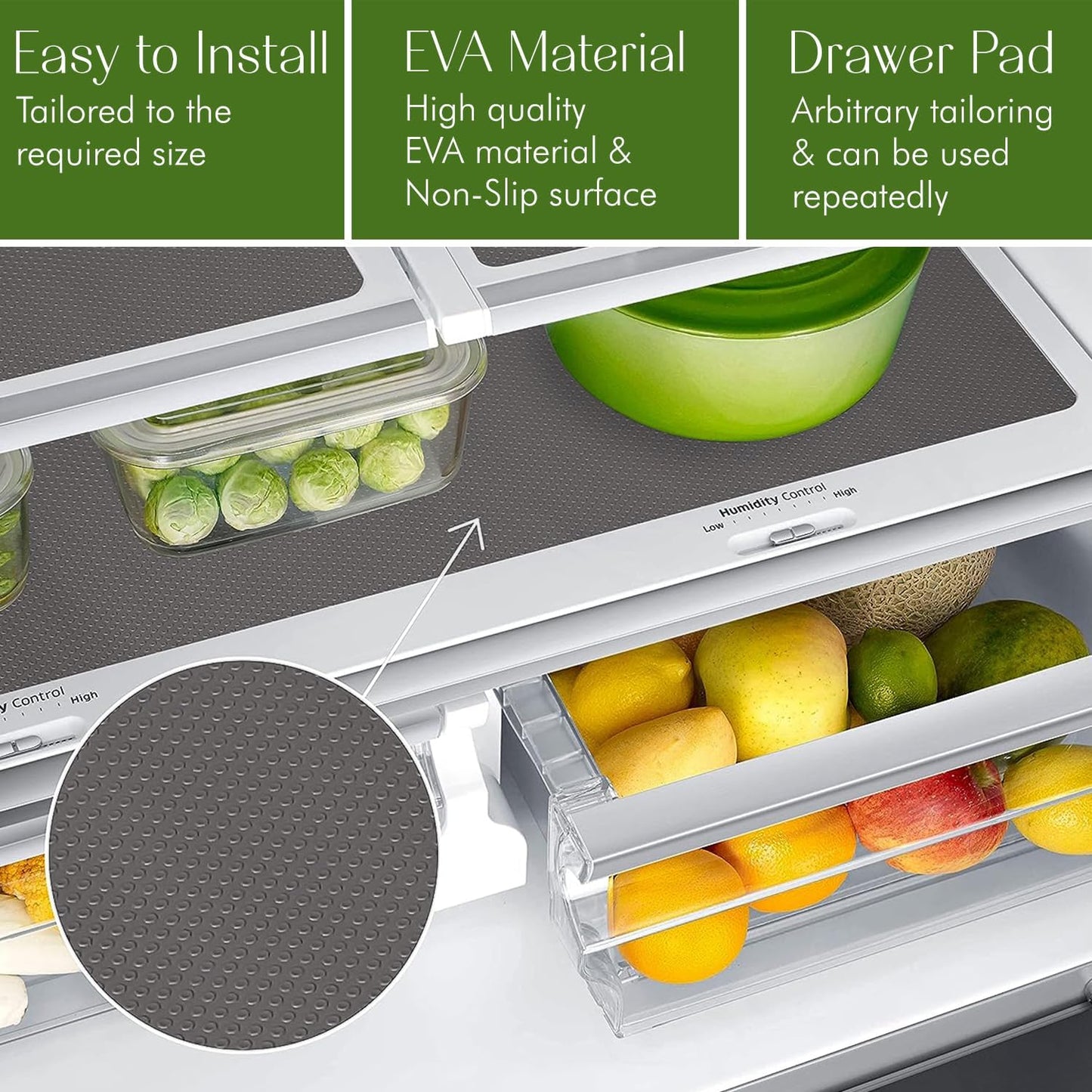 EVALAND Shelf Liners for Kitchen Cabinets Non-Adhesive 17.7" x 33 FT Grey Drawer Liner Non Slip, Washable Cabinet Liner, Waterproof Shelf Liners for Cabinets, Refrigerator Bathroom Pantry Cabinet Mat