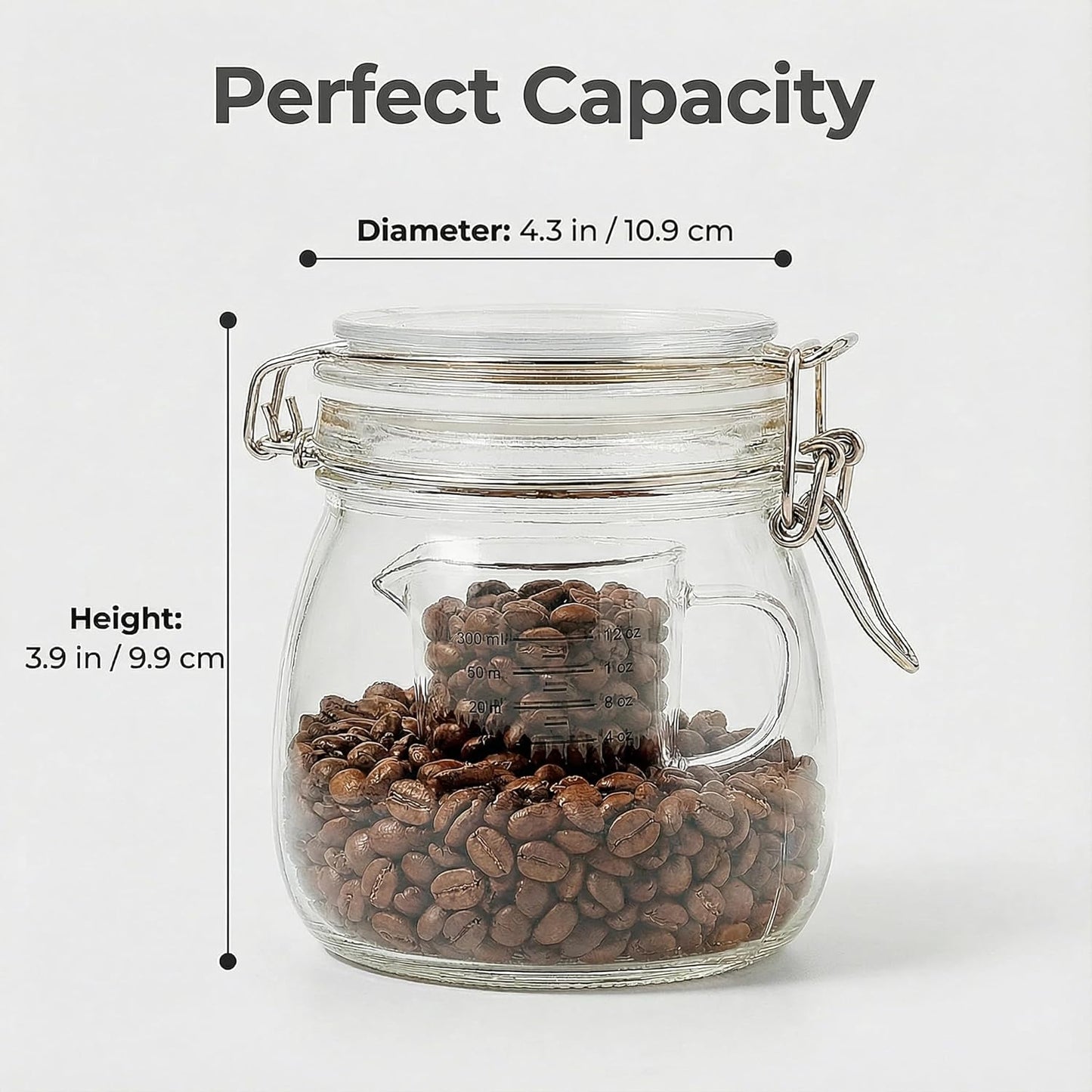 17oz Airtight Glass Jars with Clamp Lids, Small Food Storage Canisters Set of 6, Wire Clip Mason Jars for Canning Pickling Spice Herb