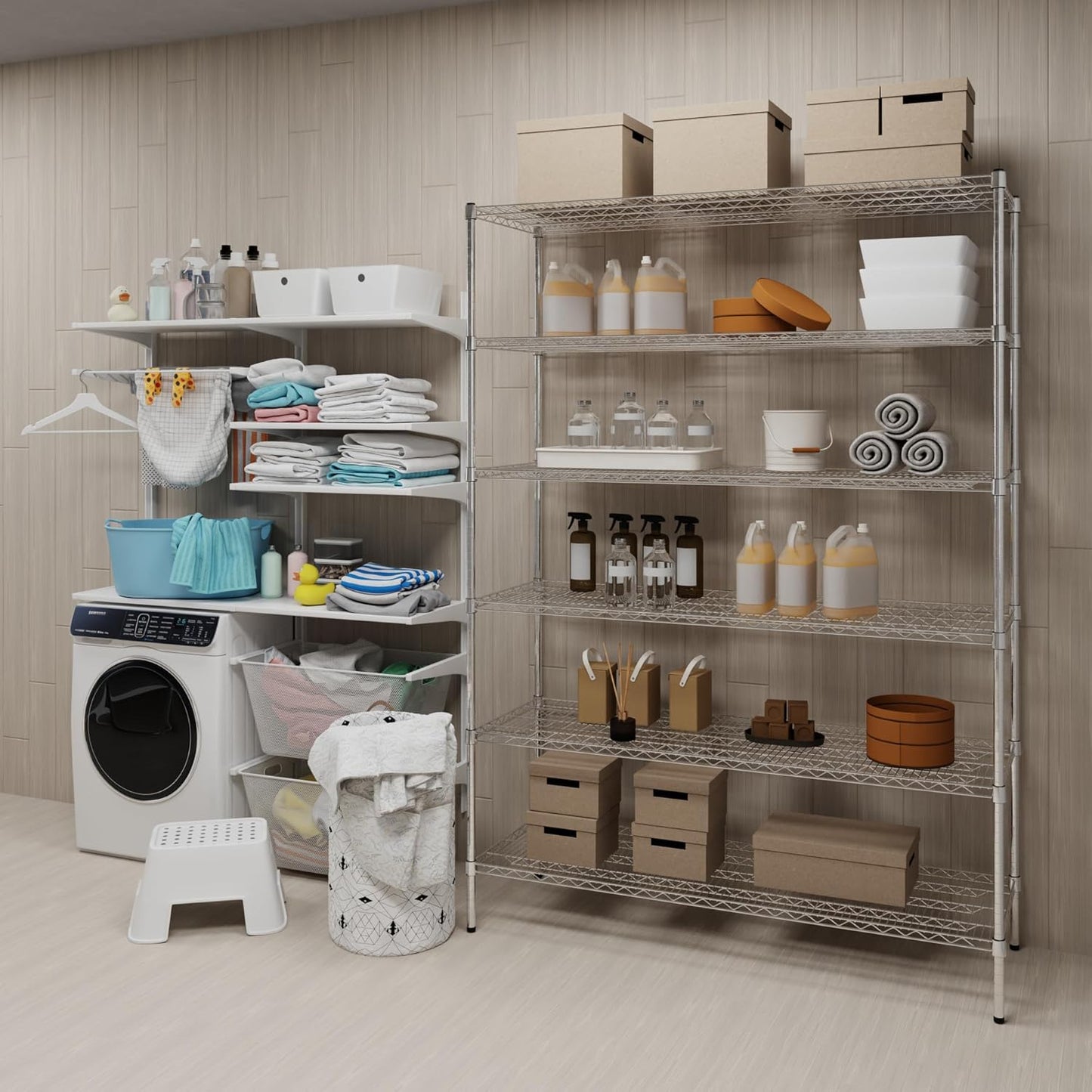 21" Deep x 60" Wide x 74" Height Wire Shelving Kit | 6-Tier | NSF Commercial Storage Rack Unit