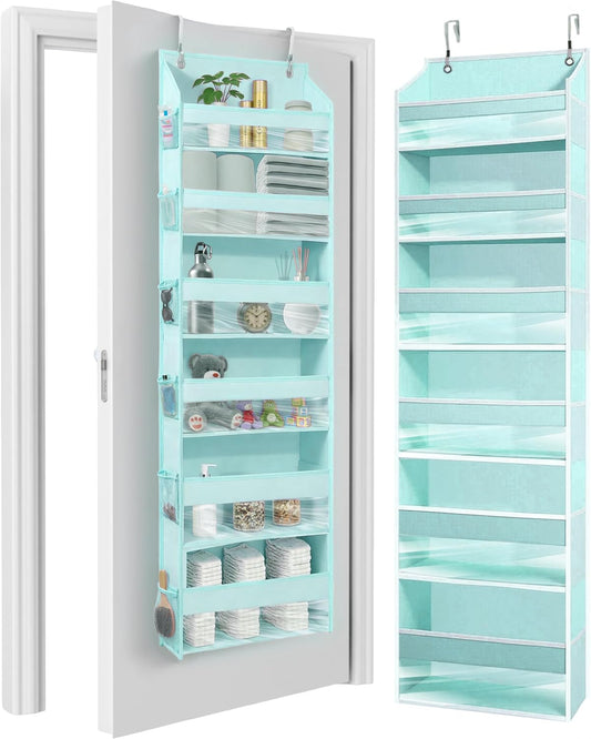 HOMELUX THEORY Over The Door Organizer Hanging - 50lbs Load 6 Large Front & 12 Side Pockets, 1 Pack Over The Door Shoe Organizer, Hanging Closet Organizer For Toys, Diaper, Purse, Sewing (Baby Blue)