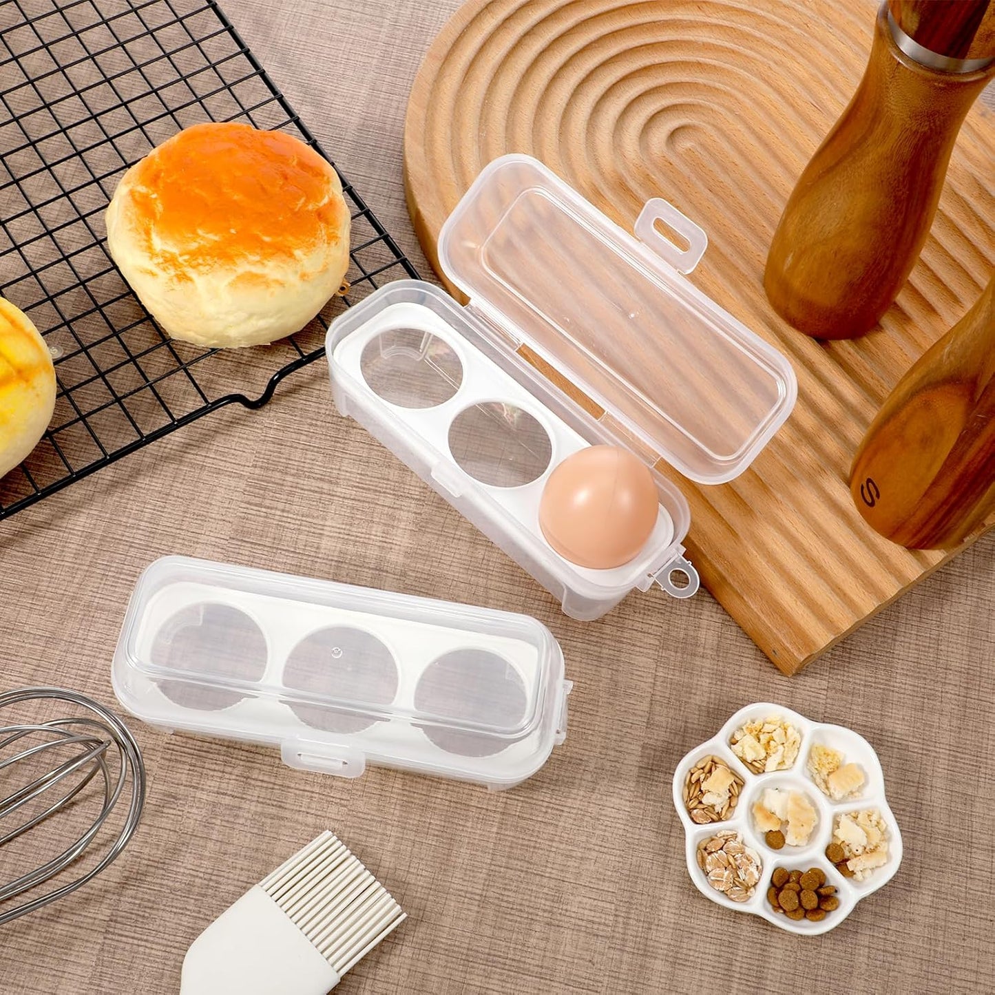 2 PCS Boiled Egg Container Boiled Egg Carrier Camping Eggs Carrier Container Hard Eggs Storage Bag Case for Camping, Outdoor, Hiking, Kitchen, Refrigerator, Trekking
