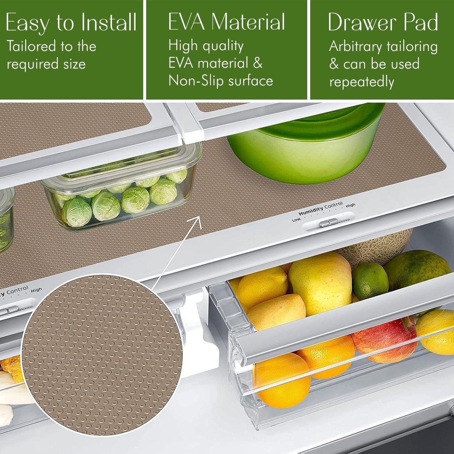 EVALAND Shelf Liners for Kitchen Cabinets Non-Adhesive 12" x 33 FT Beige Drawer Liner Non Slip, Washable Cabinet Liner, Waterproof Shelf Liners for Cabinets, Refrigerator Bathroom Pantry Cabinet Mat
