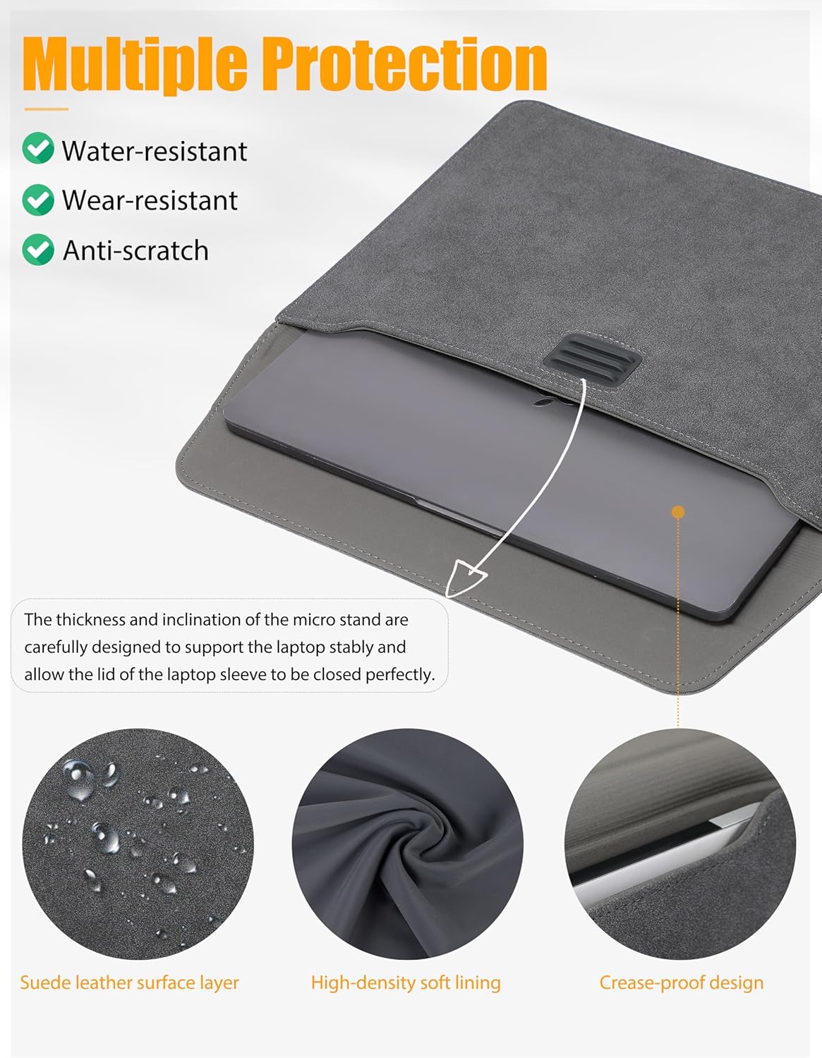 HYZUO 13.3-14 Inch Laptop Sleeve Case Bag with Adjustable Stand for MacBook Pro 14 M5/M4/M3/M2/M1 Pro/Max 2026-2021, MacBook Air/Pro 13.3, 13.8-13.5 Surface Laptop, with Pouch, Space Gray