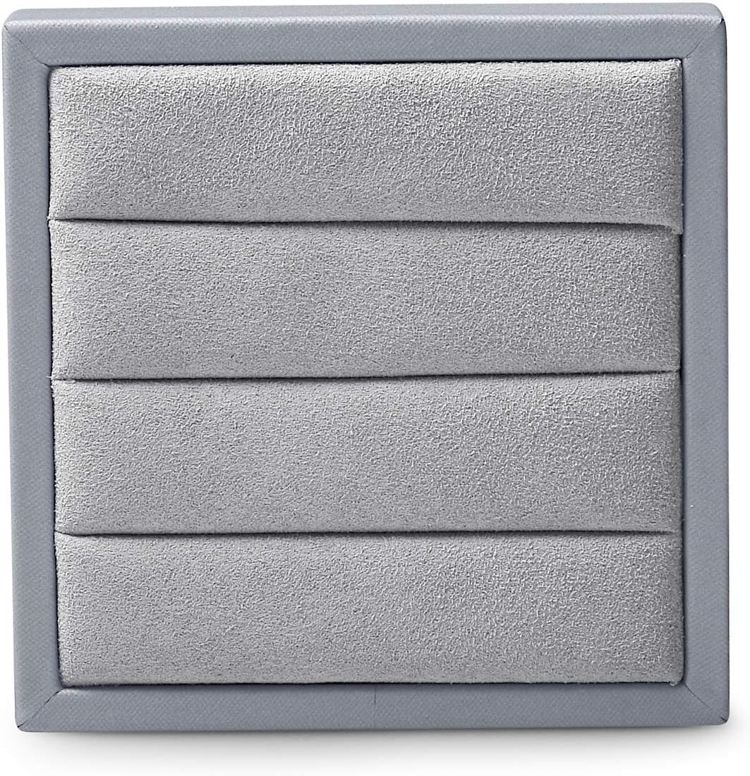 Oirlv Premium Leather Ring Display Stand Small Ring Tray Showcase Jewelry Display Jewelry Holder Home Organizer(Light Grey)
